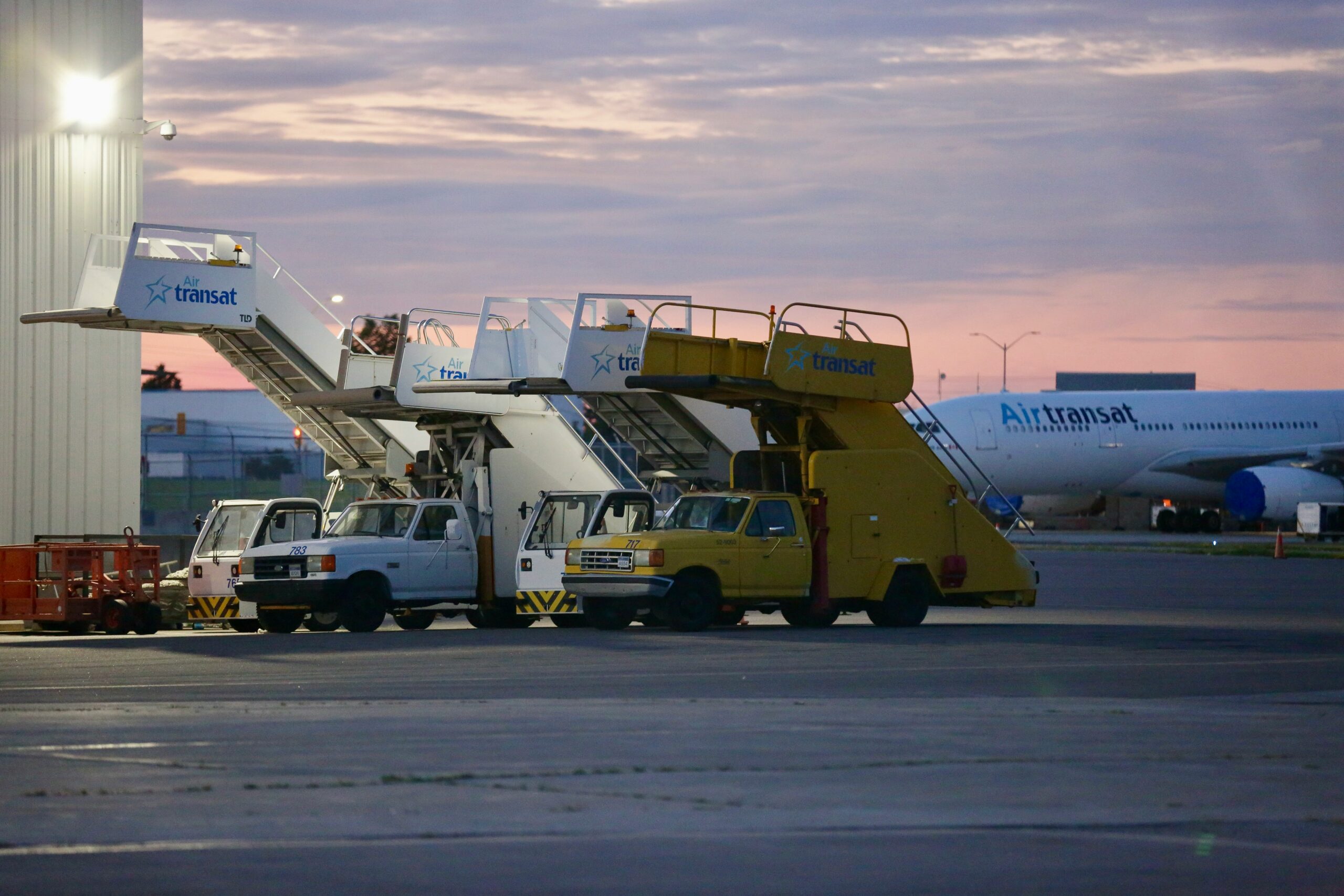 Large cargo freighter aircraft on airport tarmac