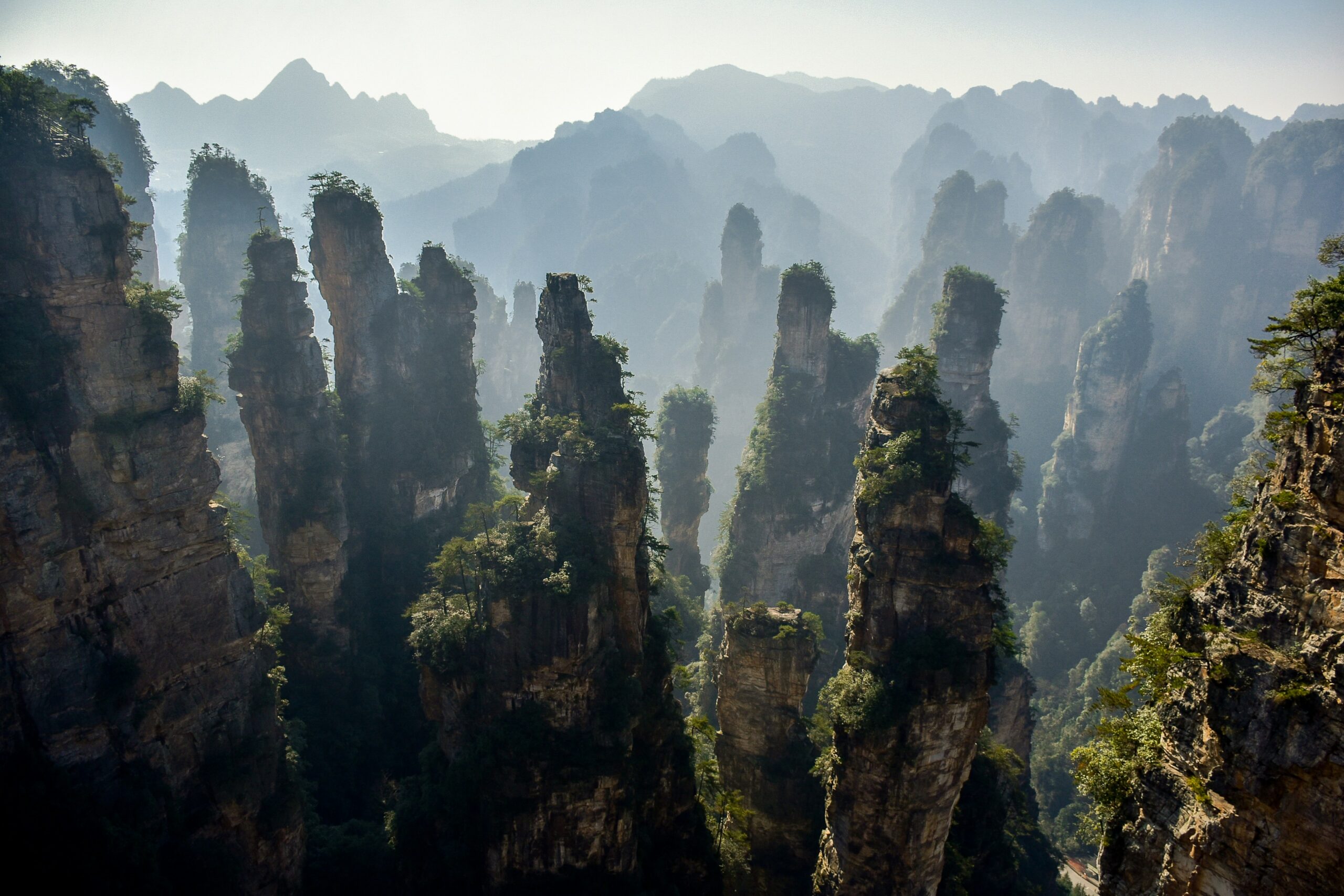 Aerial view of mountainous terrain in China representing the Guangxi province region where China Eastern Flight MU5735 crashed in March 2022
