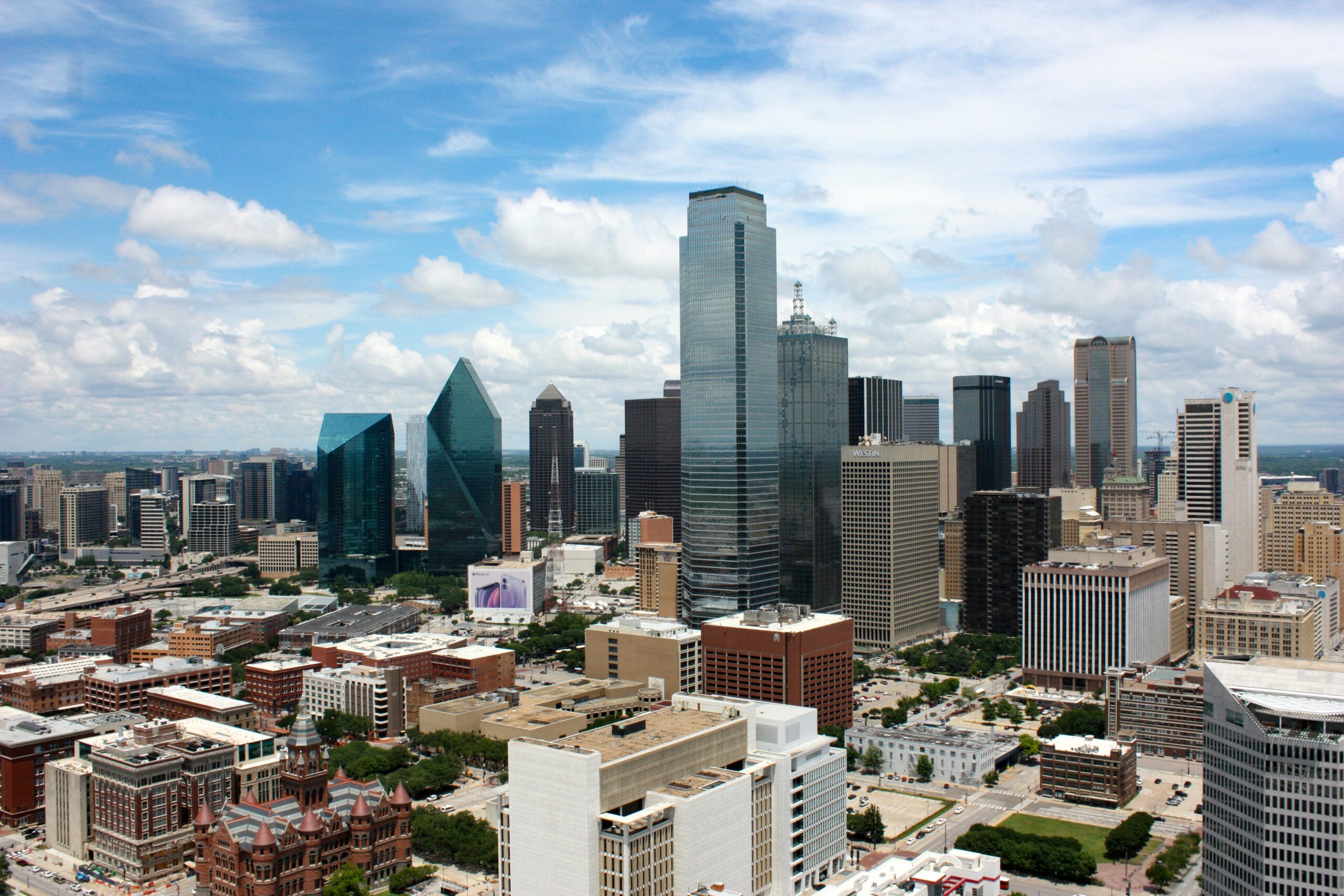 Dallas Texas skyline near proposed FAA air traffic supercenter location